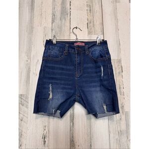 Wax Jean Butt I Love You Distressed Denim Shorts Womens Size 5/27 Stretch Mid Ri